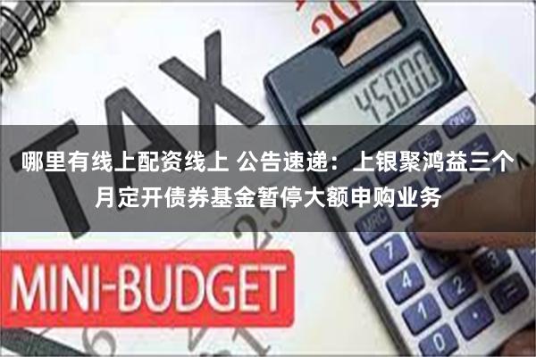 哪里有线上配资线上 公告速递：上银聚鸿益三个月定开债券基金暂停大额申购业务