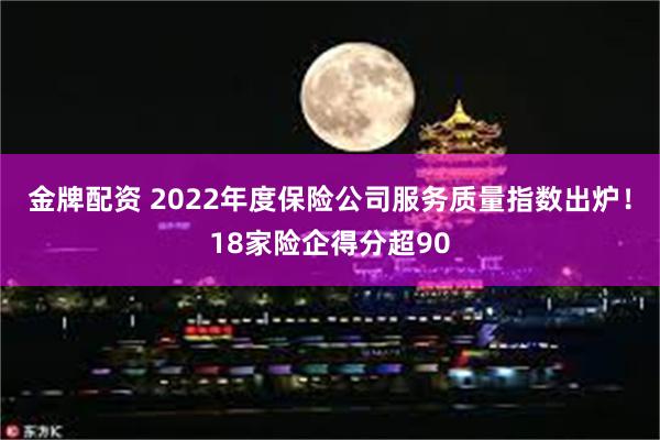 金牌配资 2022年度保险公司服务质量指数出炉！18家险企得分超90