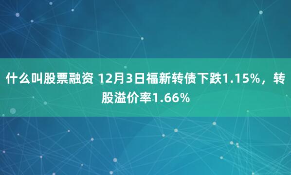 什么叫股票融资 12月3日福新转债下跌1.15%，转股溢价率1.66%