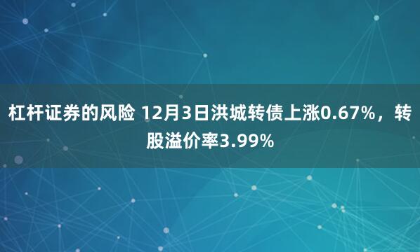 杠杆证券的风险 12月3日洪城转债上涨0.67%，转股溢价率3.99%