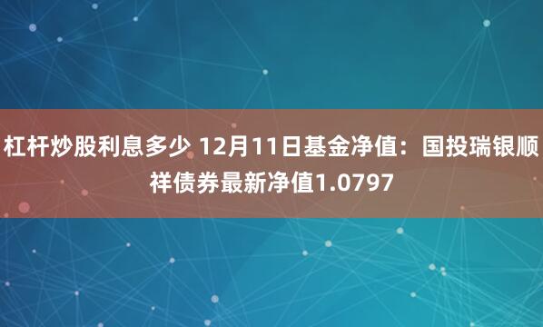 杠杆炒股利息多少 12月11日基金净值：国投瑞银顺祥债券最新净值1.0797