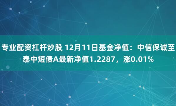 专业配资杠杆炒股 12月11日基金净值：中信保诚至泰中短债A最新净值1.2287，涨0.01%