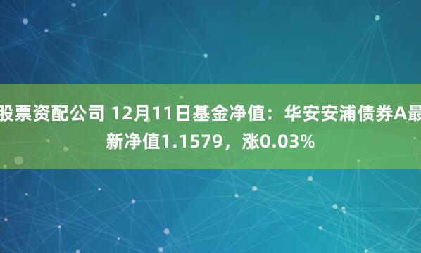 股票资配公司 12月11日基金净值：华安安浦债券A最新净值1.1579，涨0.03%