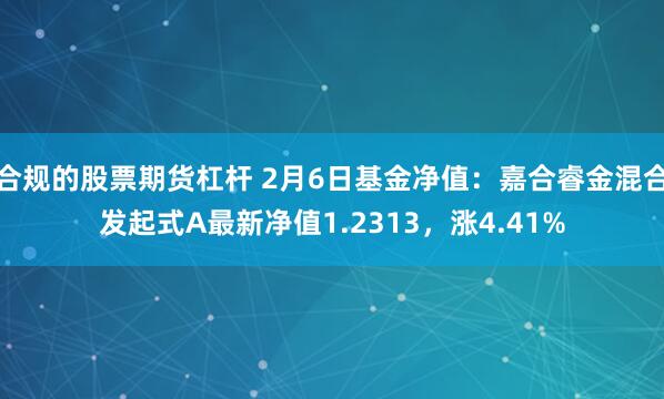 合规的股票期货杠杆 2月6日基金净值：嘉合睿金混合发起式A最新净值1.2313，涨4.41%