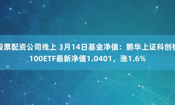 股票配资公司线上 3月14日基金净值：鹏华上证科创板100ETF最新净值1.0401，涨1.6%